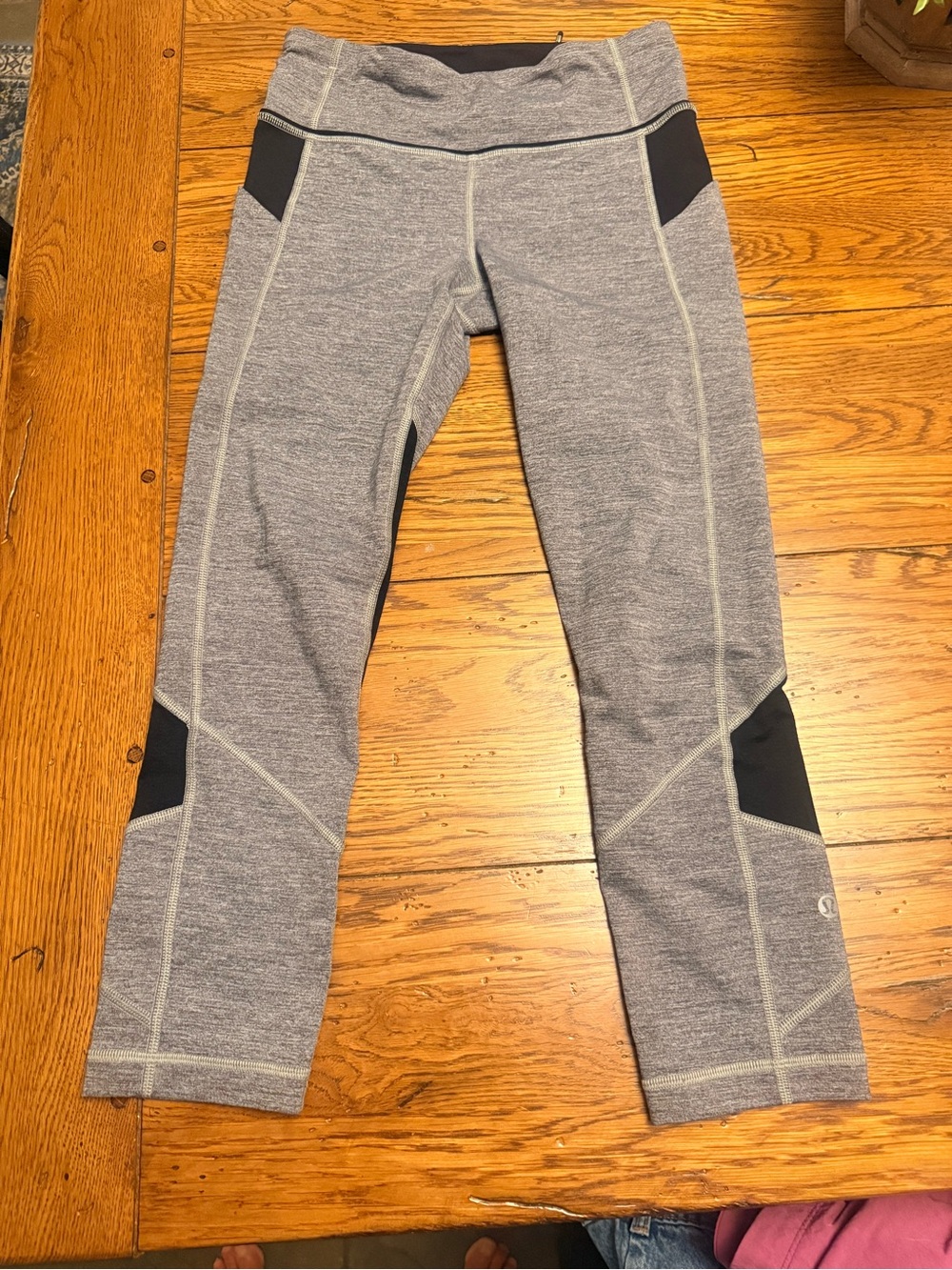 lululemon athletica Heather Gray Leggings with Black Panels